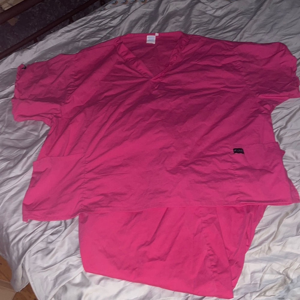 Bright Pink Scrub Set size 7X, like new